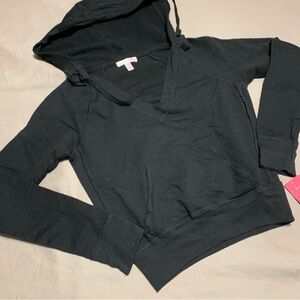 Women's Black Hoodie Top Lightweight Sweatshirt Cotton Small NWT Jr Small